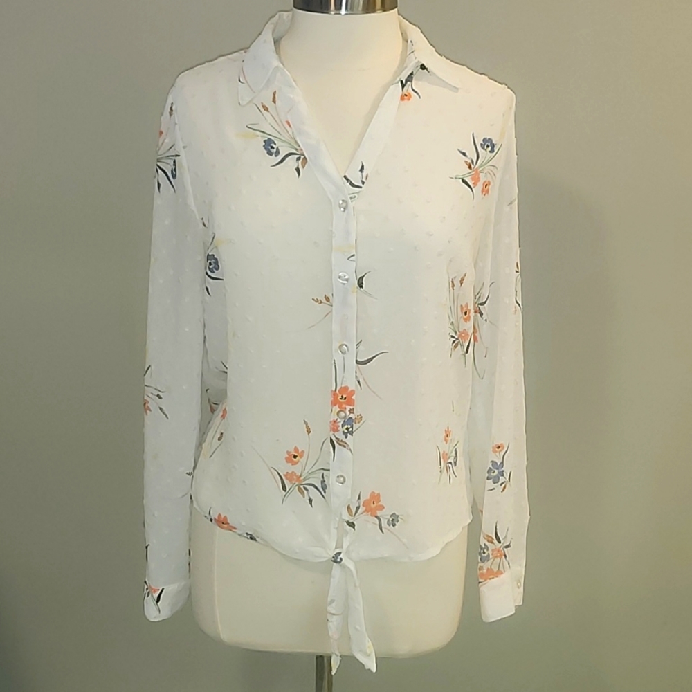 Sheer White Floral Blouse